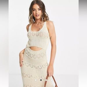 Miss Selfridge Ecru Maxi Crochet Dress